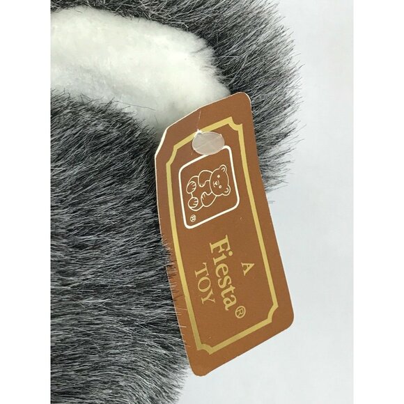 1998 FIESTA TOY Bear Vintage Huggable GRAY Brown Bow Stuffed Plush Animal 12" - Picture 3 of 6